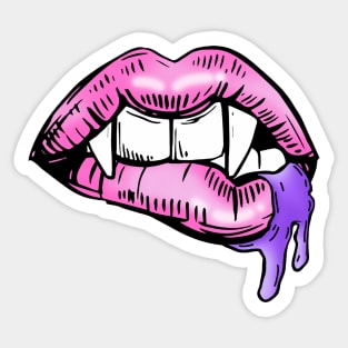 Pastel Goth Pink Lips With Fangs Sticker